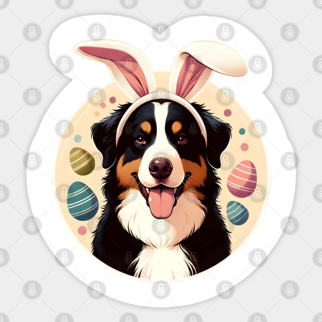 Appenzeller Sennenhund with Bunny Ears Easter Celebration Sticker by ArtRUs